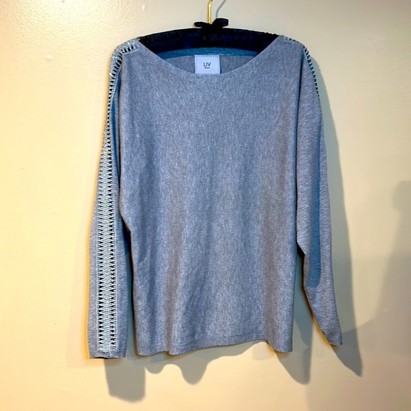 Liv Milano Grey sweater with open weave lattice - Picture 1 of 7